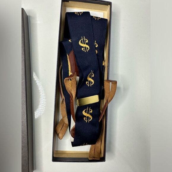 Brooks Brothers Dollar Sign Suspenders - Blue and Gold Men’s - Picture 1 of 3